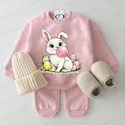 Baby Easter Bunny Sweatshirt 2-piece Pink Set - Pink - 2-3T - image 1