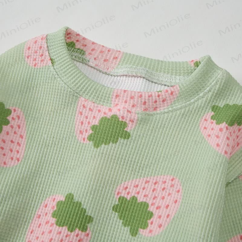 Baby Grey Green Waffle Strawberry 2-piece Set - image 5