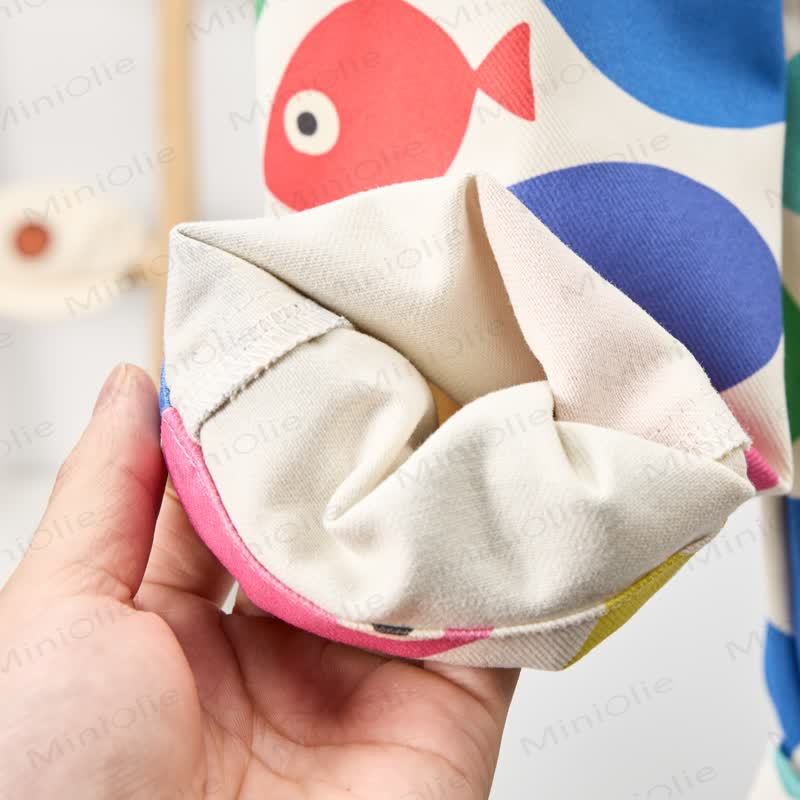Baby Toddler White Multicolor Fish Woven Overalls  - image 6
