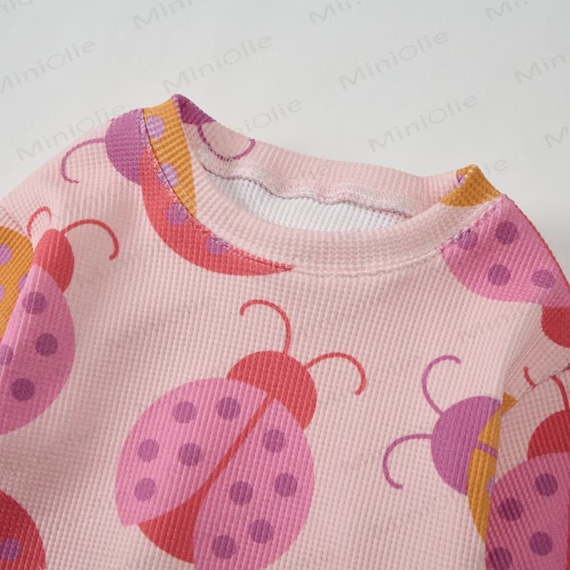 Baby Multicolor Ladybug Waffle 2-piece Pink Set - image 5