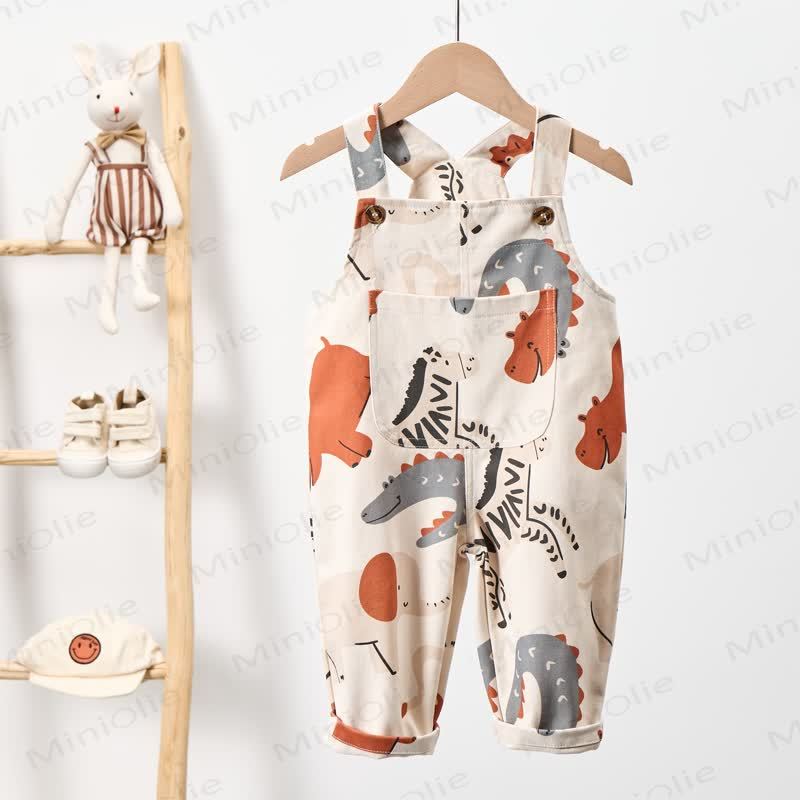 Baby Toddler White Animal Woven Overalls  - image 2