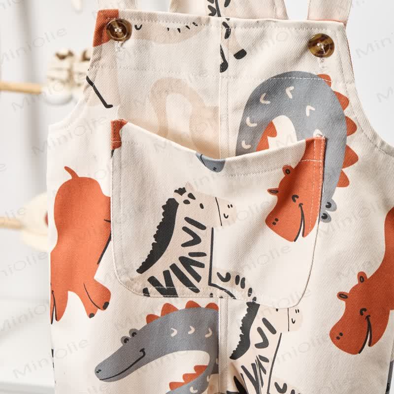 Baby Toddler White Animal Woven Overalls  - image 5