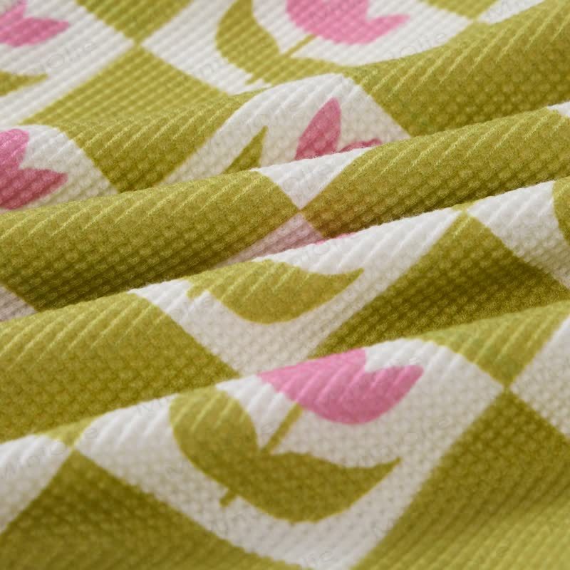 Baby Green Plaid Flower 2-piece Waffle Set - image 6