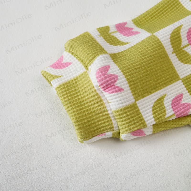 Baby Green Plaid Flower 2-piece Waffle Set - image 4