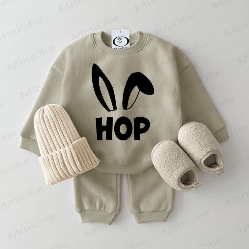 HIP/HOP Baby Easter Bunny Sweatshirt 2-piece Grey Green Set - HOP - 2-3T - image 2