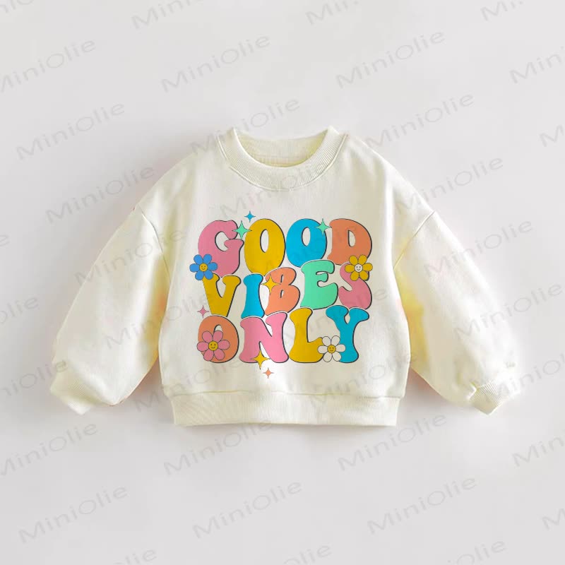 GOOD VIBES ONLY Baby Toddler Flower Cream Sweatshirt - Cream - 3-5T - image 1