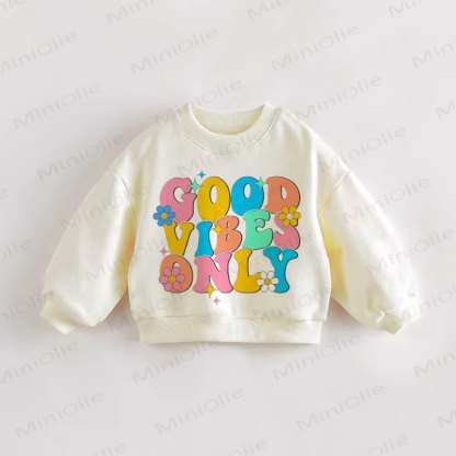 GOOD VIBES ONLY Baby Toddler Flower Cream Sweatshirt - Cream - 3-5T - image 1