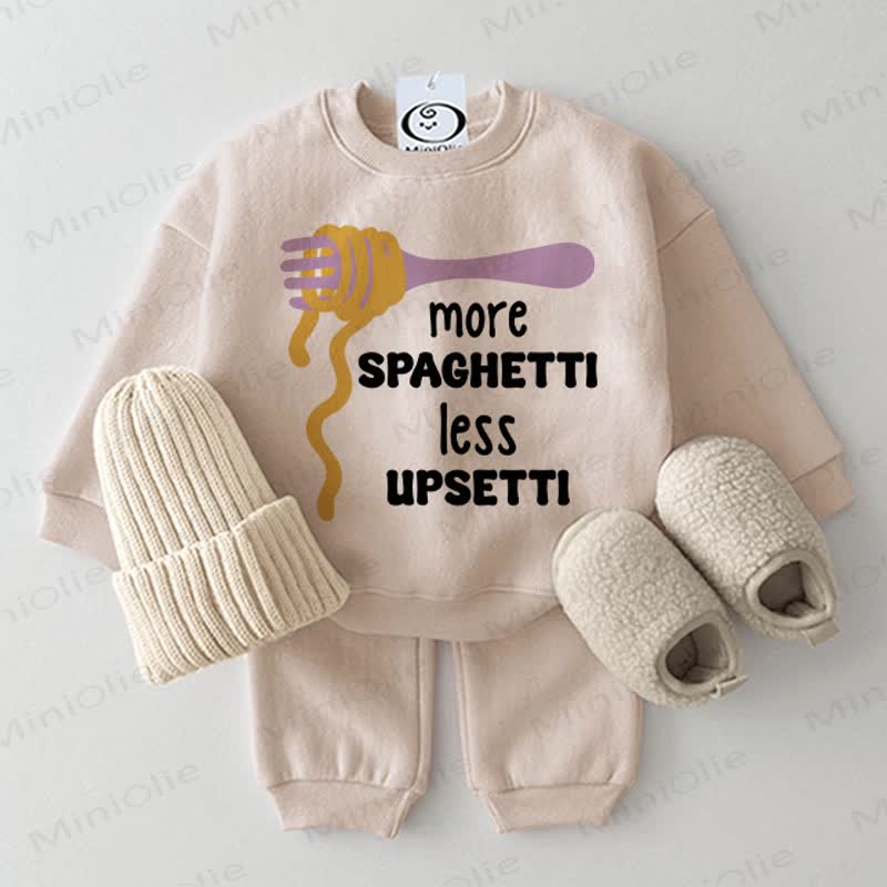 MORE SPAGHETTI LESS UPSETTI Baby 2-piece Beige Set - Beige - 2-3T - image 1