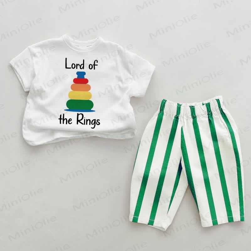 LORD OF THE RINGS Baby 2-Piece Green Striped Set - White&Green - 2-3T - image 1