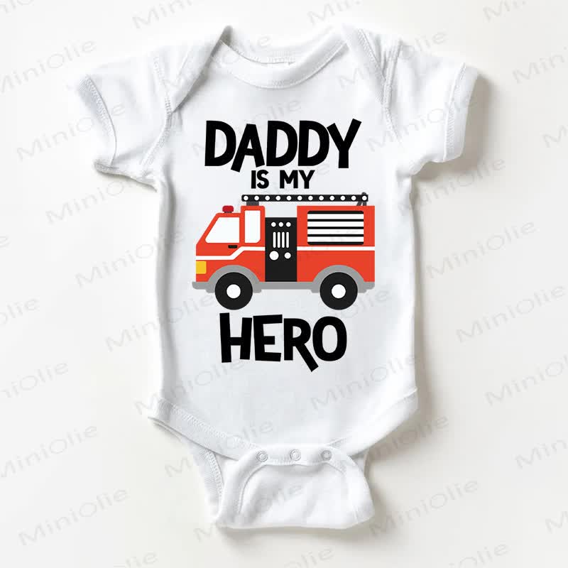 DADDY IS MY HERO Baby Car White Bodysuit - White - 18-24M - image 1