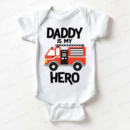 DADDY IS MY HERO Baby Car White Bodysuit - White - 18-24M - image 1