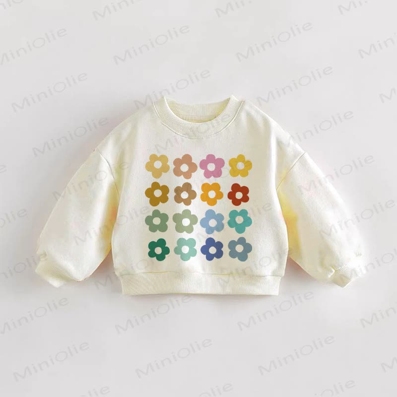 Baby Toddler Colorful Flowers Beige Sweatshirt - Cream - 3-5T - image 1