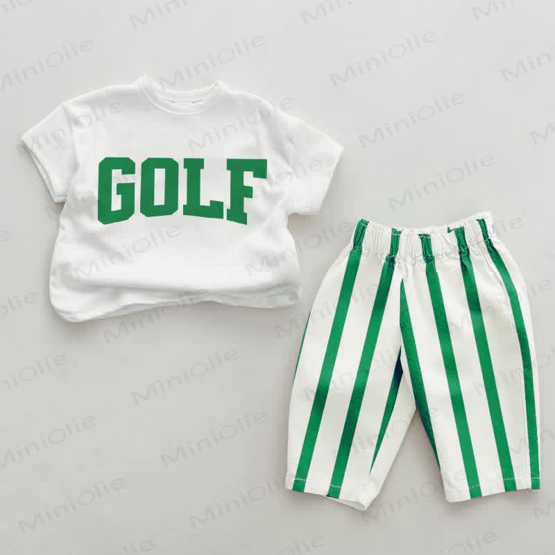 GOLF Baby Green Vertical Striped 2-piece Set - White&Green - 2-3T - image 1
