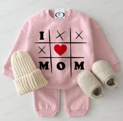 I ❤ MOM Baby Pink Sweatshirt 2-piece Set - Pink - 2-3T - image 1