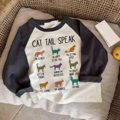 CAT TALK SPEAK Baby Dark Gray Raglan T-shirt - Drak Gray - 2-3T - image 1