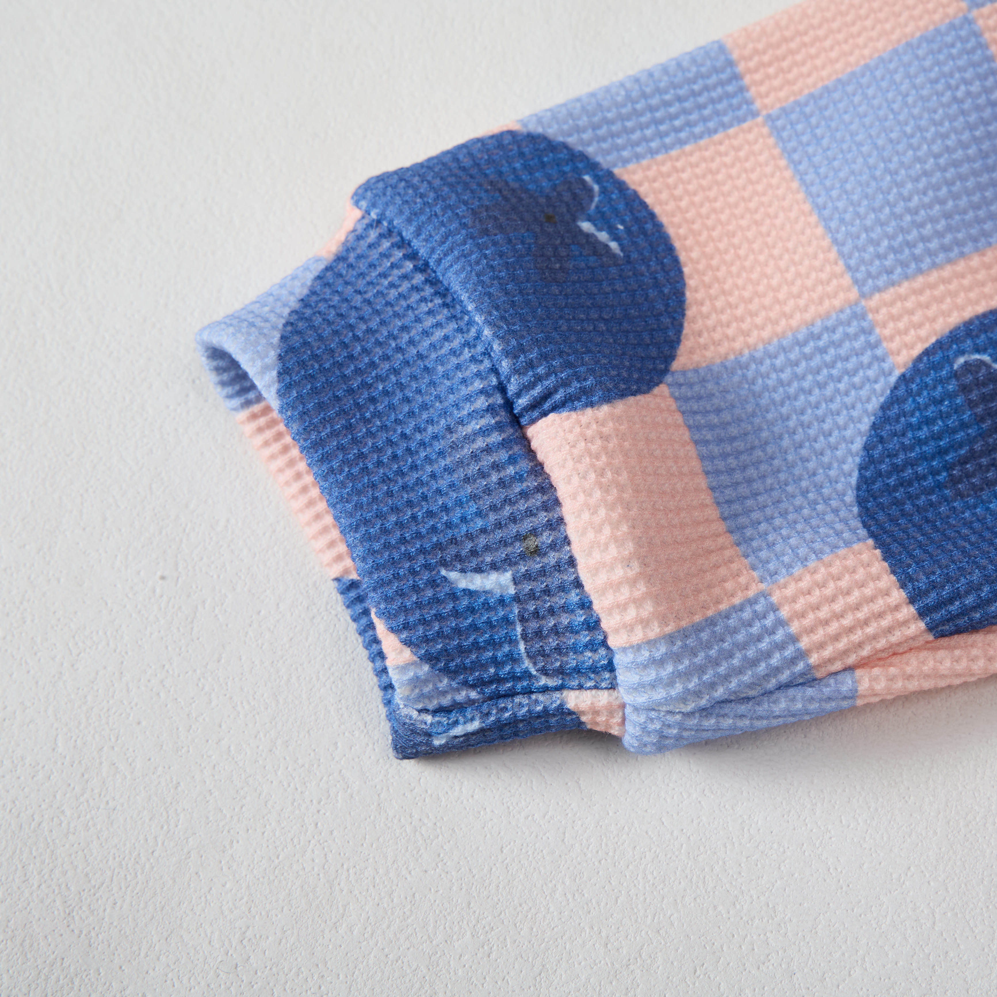 Baby Waffle Checkerboard Blueberry Sweatshirt 2-piece Set - image 3