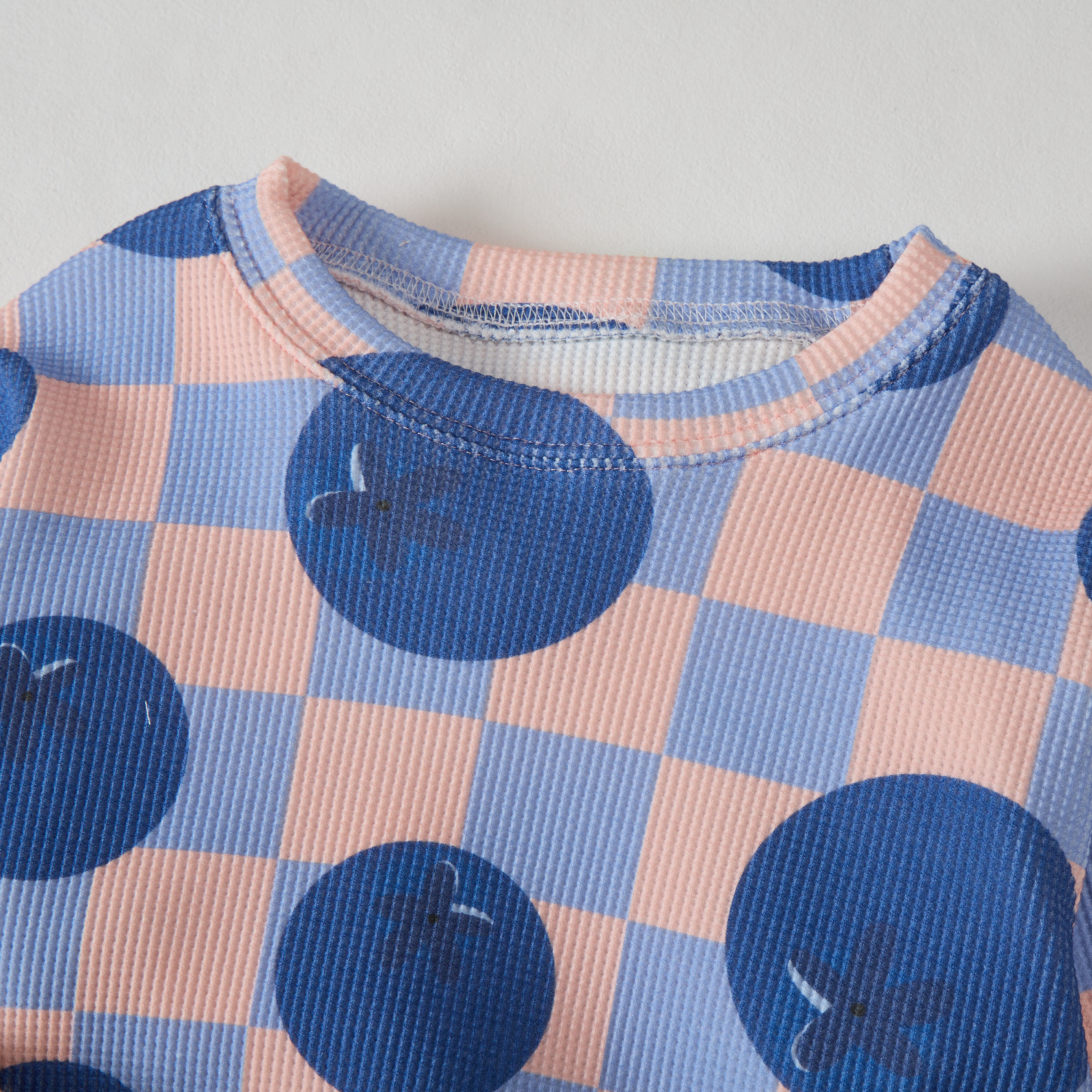 Baby Waffle Checkerboard Blueberry Sweatshirt 2-piece Set - image 2