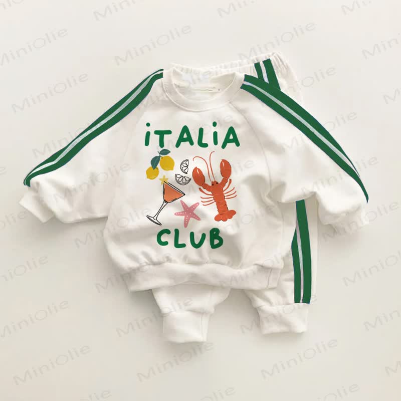 ITALIA CLUB Baby Toddler Green Striped 2-piece Set - White&Green - 3-5T - image 1