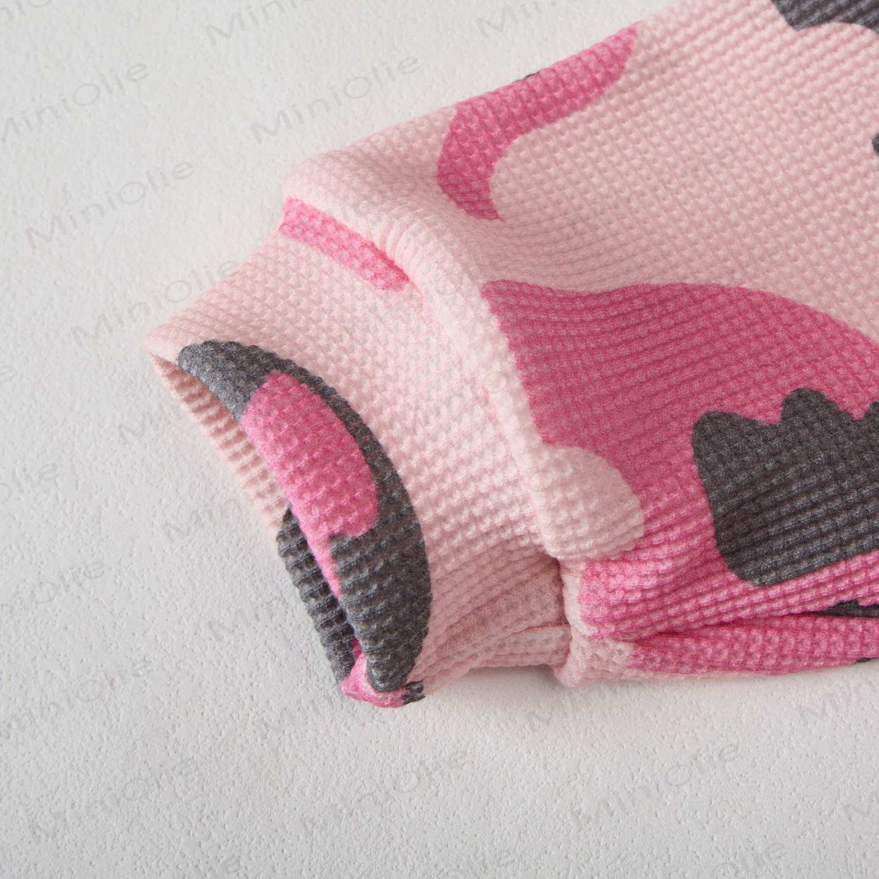 Baby Waffle Pink & Grey Elephants Sweatshirt 2-piece Set - image 3