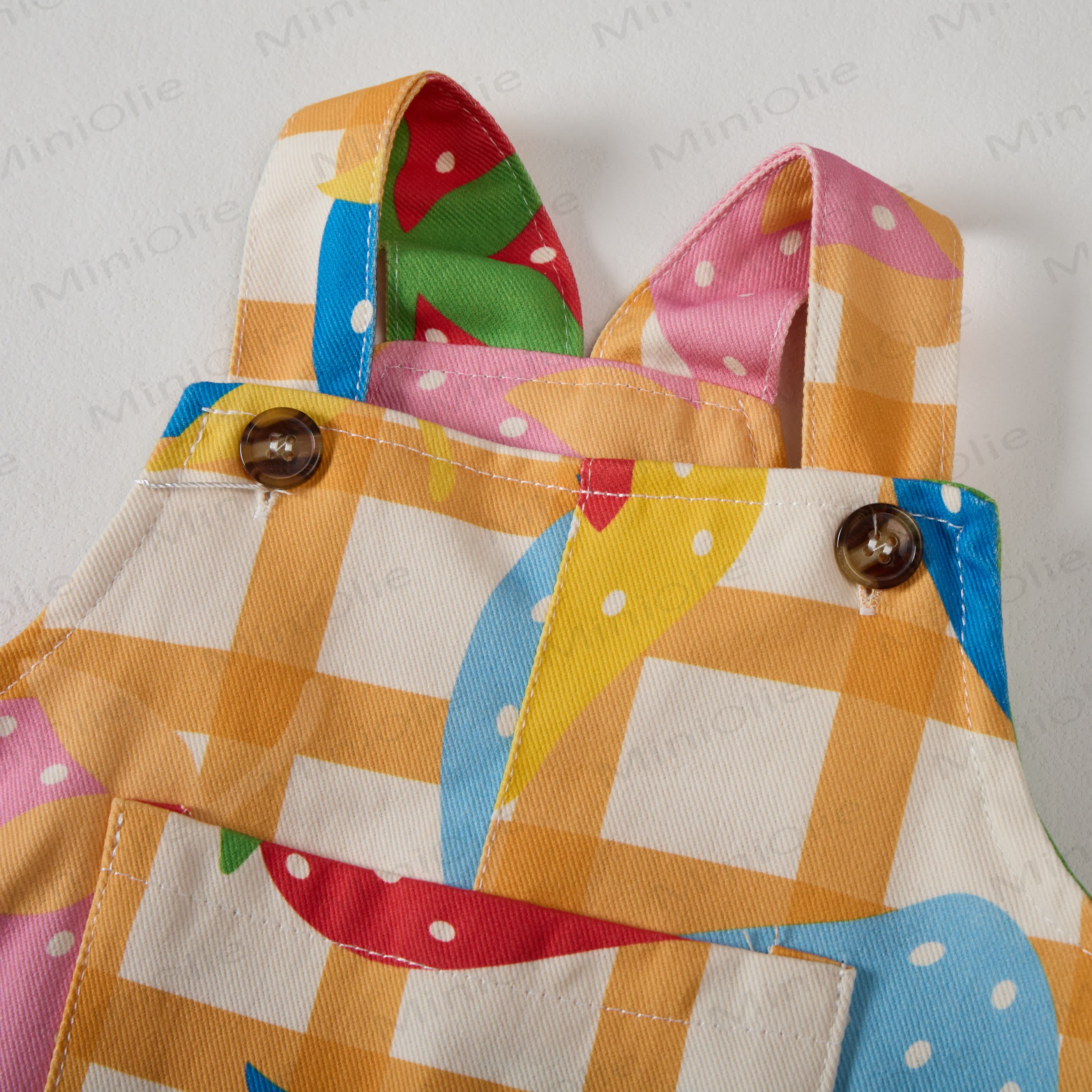 Baby Toddler Plaid Colorful Strawberry Overalls - image 2