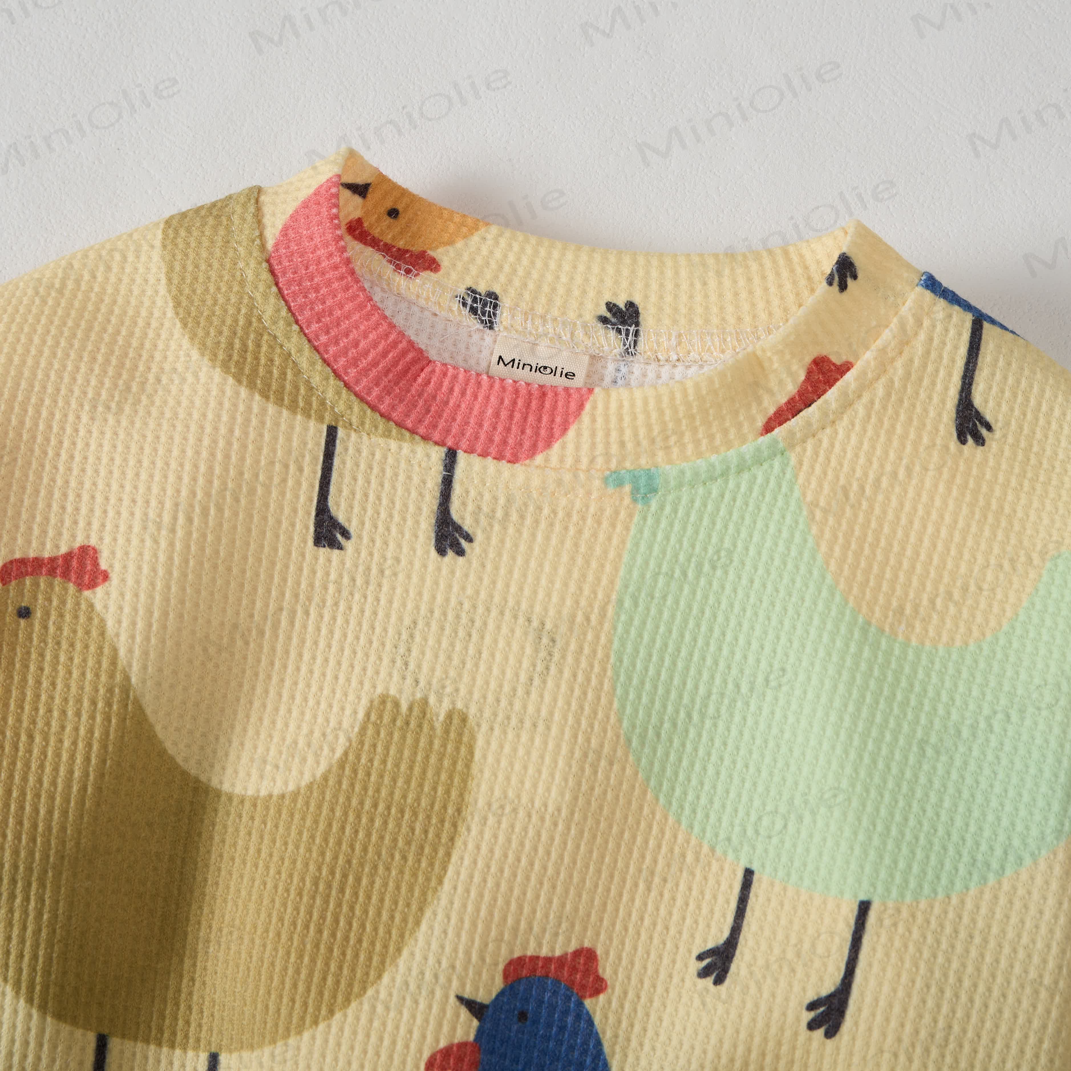Baby Waffle Colored Hen Sweatshirt 2-piece Set - image 2