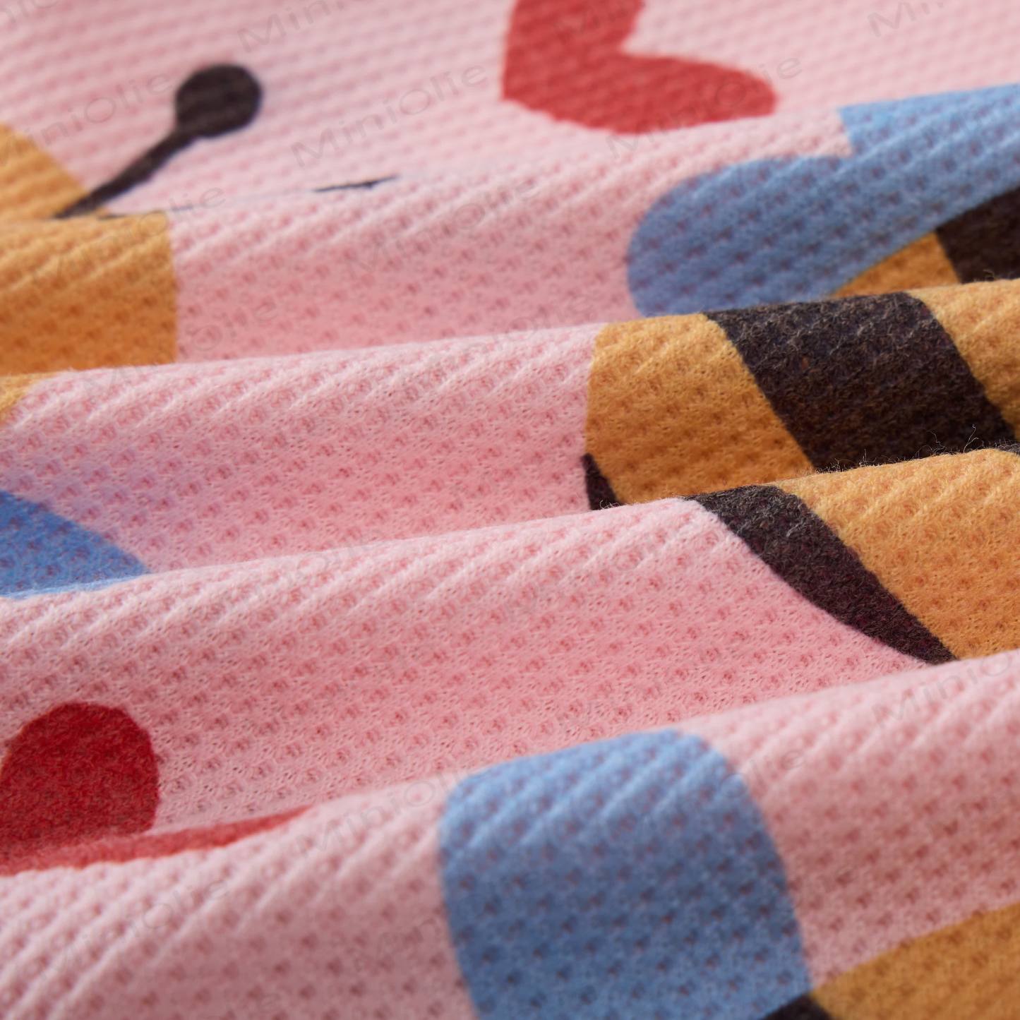 Baby Waffle Lovely Bee Pink Sweatshirt 2-piece Set - image 4