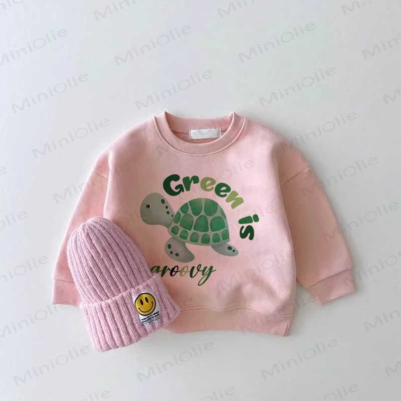 GREEN IN GROOVY Baby Turtle Pink Girl Sweatshirt - Pink - 2-3T - image 1