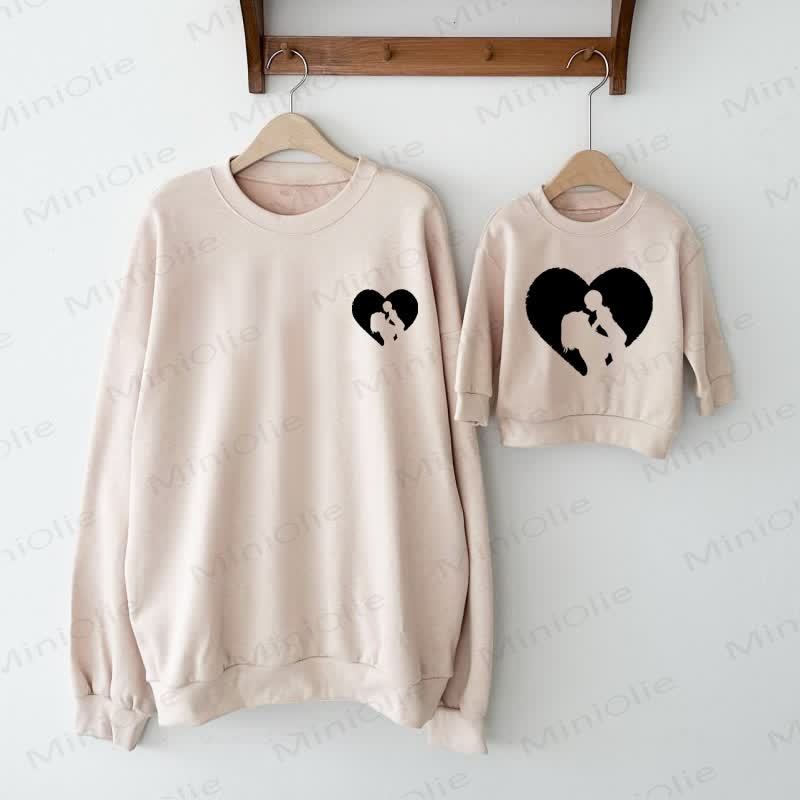 Baby Love Heart Mommy & Baby Beige Family Sweatshirt - Beige - Adult Sweatshirt: XL - image 1