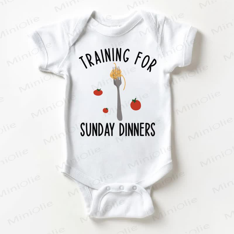 TRAINING FOR SUNDAY DINNERS Baby White Bodysuit - White - 18-24M - image 1