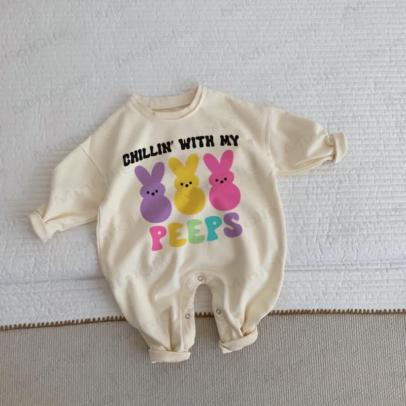CHILLIN' WITH MY PEES Baby Beige Romper - Beige - 2-3T - image 1