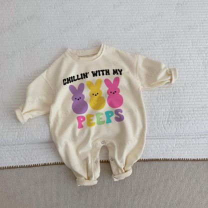CHILLIN' WITH MY PEES Baby Beige Romper - Beige - 2-3T - image 1