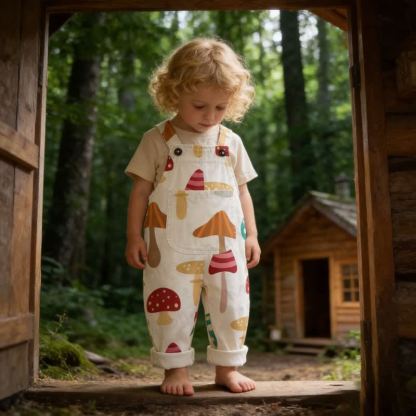 Baby Toddler Mushroom Vertical Striped Overalls - image 2