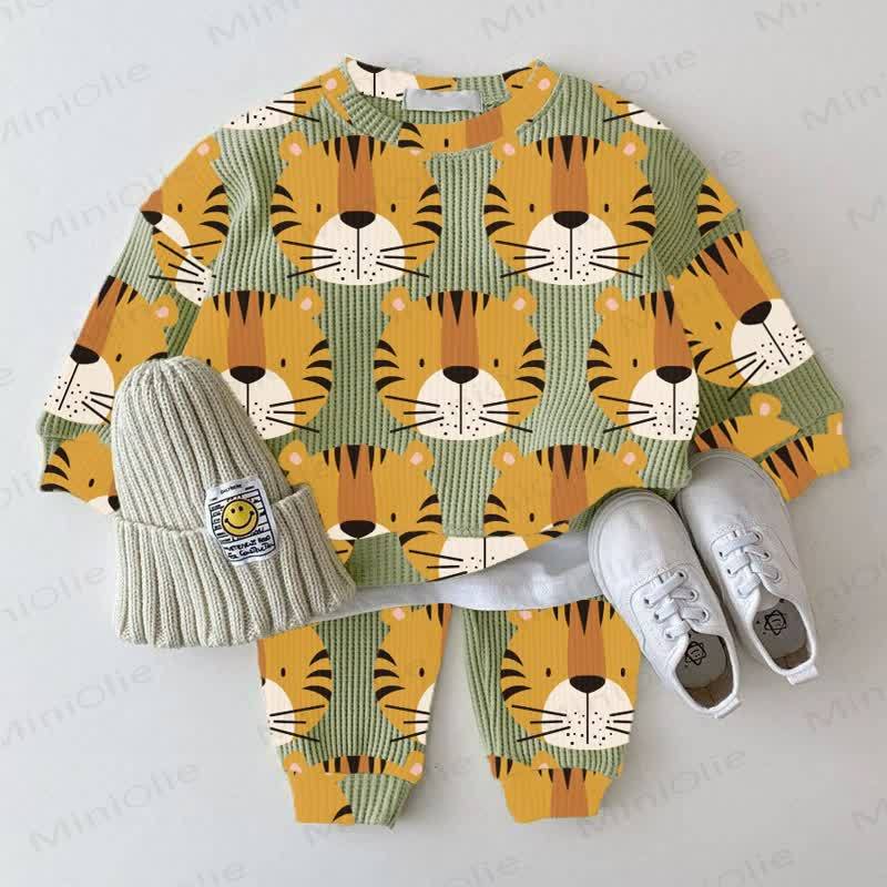 Baby Waffle Lion Sweatshirt 2-piece Set - Green - 18-24M - image 1