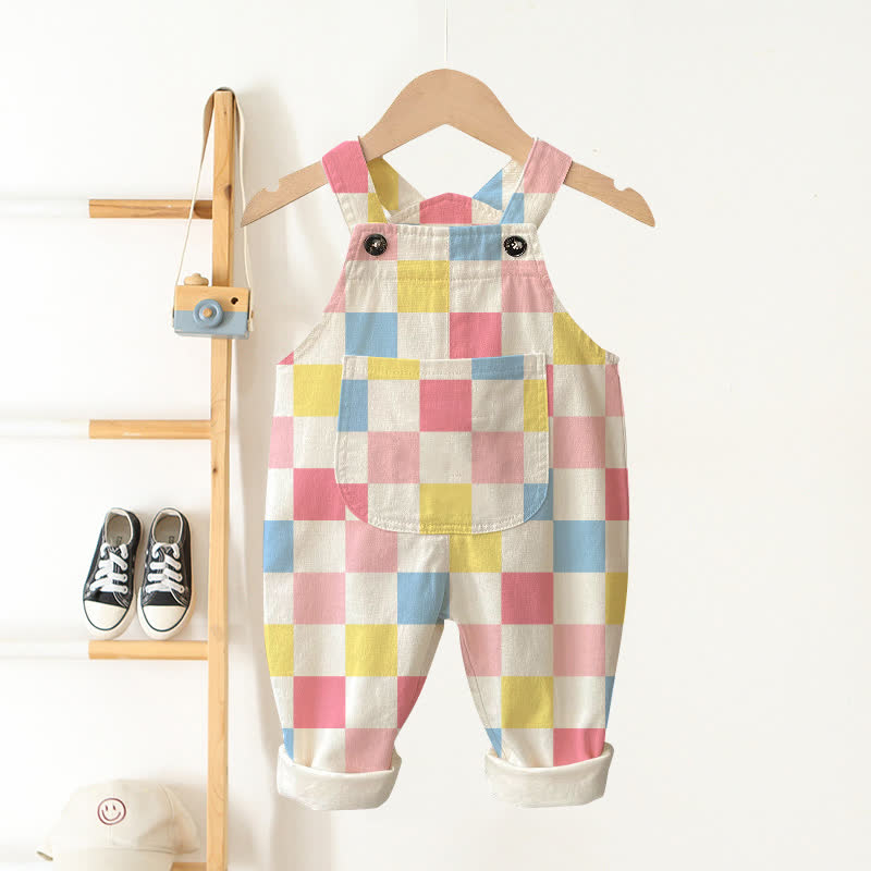 Baby Toddler Checkerboard Pocket Overalls - Colorful - 3-5T - image 1