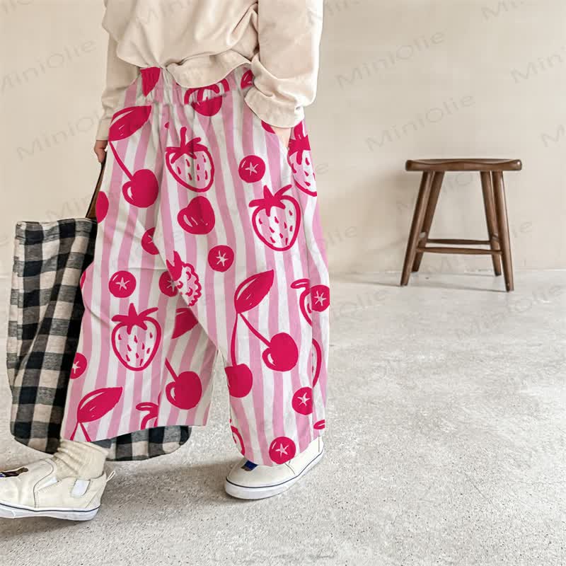 Baby Strawberry Cherry Striped Pants - Pink - 2-3T - image 1