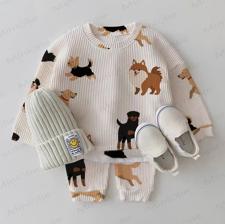Baby Dog Waffle 2-piece Set - White - 2-3T - image 1