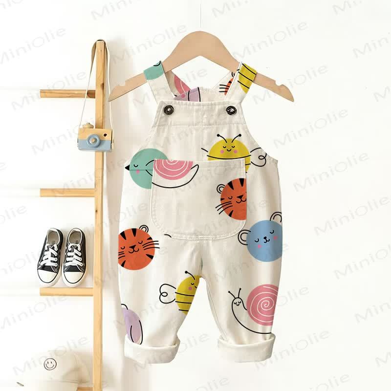 Baby Toddler White Animal Avatar Woven Overalls - White - 3-5T - image 1