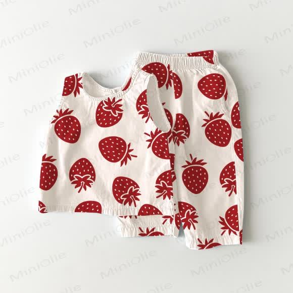 Baby 2-Piece Strawberry Sleeveless Set - Beige - 2-3T - image 1