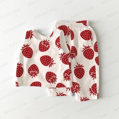 Baby 2-Piece Strawberry Sleeveless Set - Beige - 2-3T - image 1