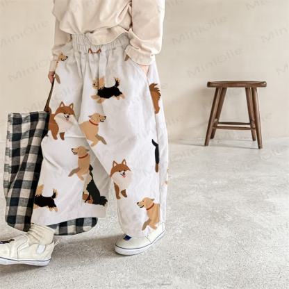 Baby Dog Pattern Pants - Apricot - 2-3T - image 1