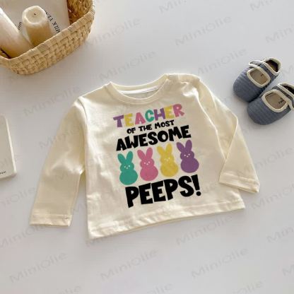 TEACHER OF THE MOST AWESOME PEEPS! Baby Top - Beige - 2-3T - image 1