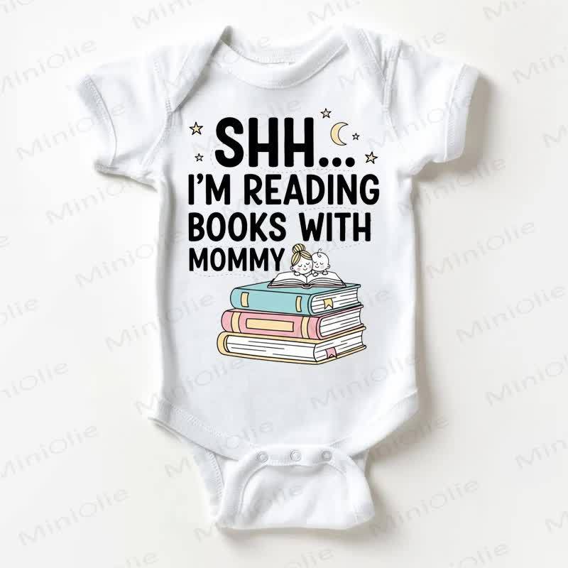 SHH... I'M READING BOOKS WITH MOMMY Baby White Bodysuit - White - 18-24M - image 1