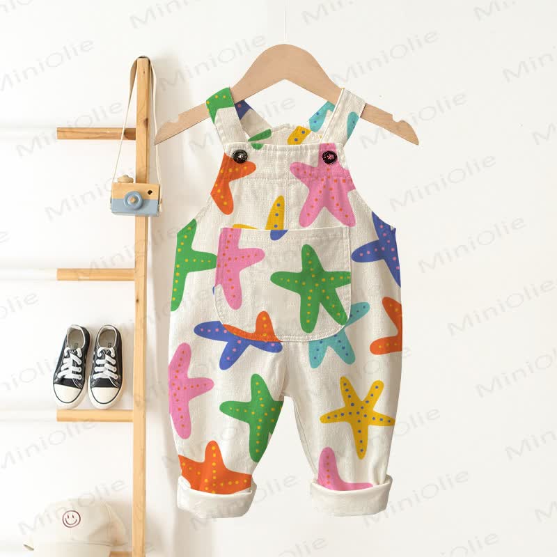 Baby Toddler Starfish Beige Overalls - Beige - 3-5T - image 1