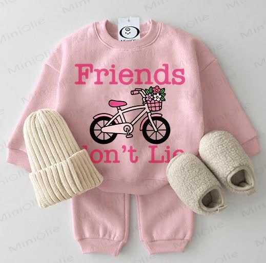 FRIENDS DON'T LIE Baby Pink Sweatshirt 2-piece Set - Pink - 2-3T - image 1