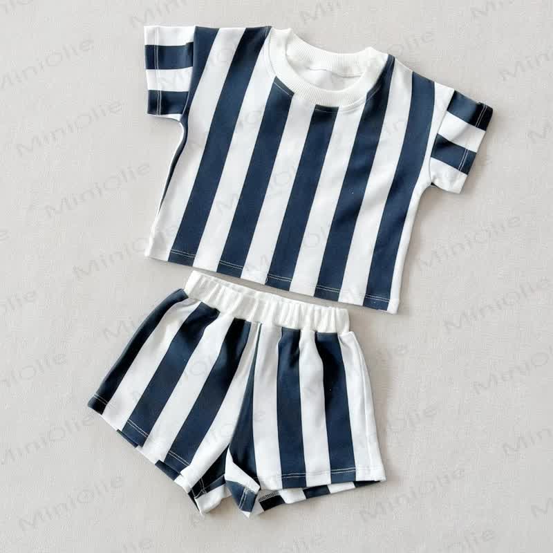 Baby Striped Tee and Shorts Casual 2-Piece Set - image 3