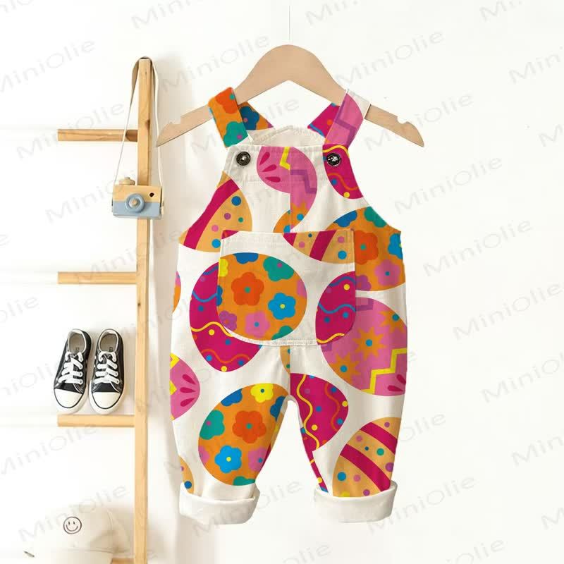 Baby Toddler Eggs Flower Overalls - Beige - 3-5T - image 1