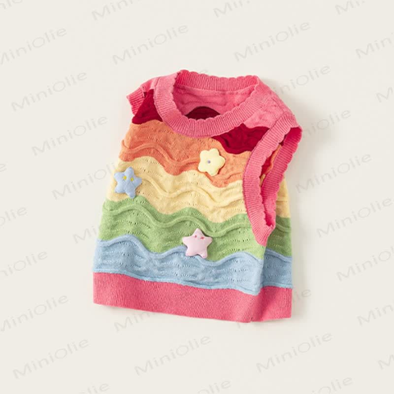 Toddler Girl Star Vest/White Shirt/Blue Jeans - Vest - 10Y - image 2