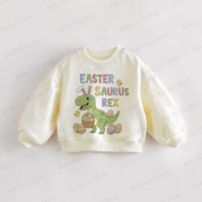 EASTER SAURUS REX Baby Toddler Sweatshirt - Cream - 3-5T - image 1