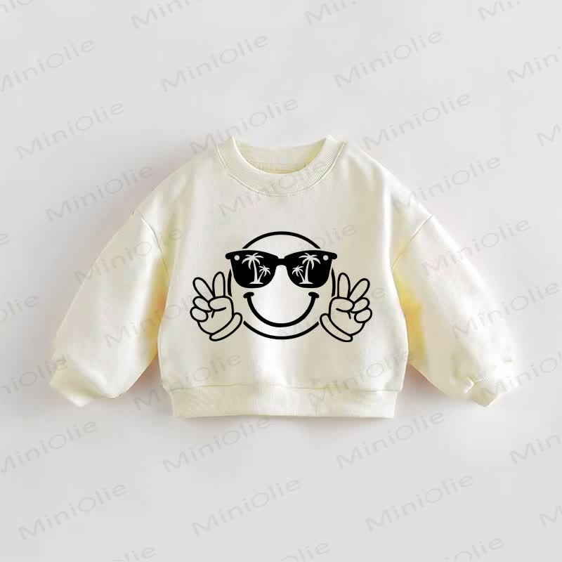 Baby Toddler Cool Smile Face Beige Sweatshirt - Cream - 3-5T - image 1