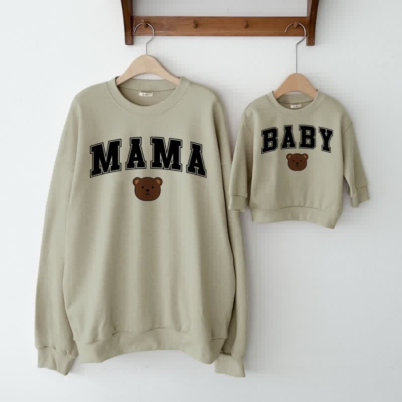 MAMA/BABY Mommy and Me Bear Sweatshirt - Grey Green - Mom Sweatshirt: XL - image 10